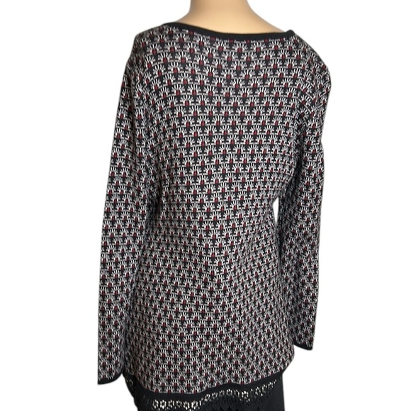 Y2K Susan Graver lace hem,jersey knit,tunic,sweater,office siren,gorpcore,warm - Picture 6 of 13